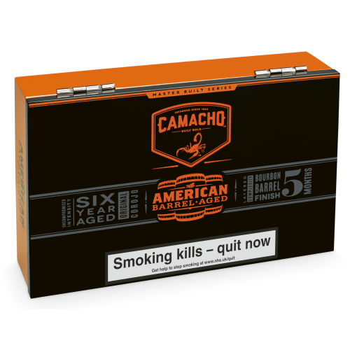 Camacho American Barrel Aged Robusto Cello Cigar - Box of 20 (End of Line)