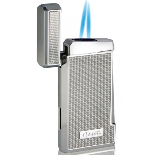 Caseti Twin Jet Lighter - Silver Carbon Fibre Effect (End of Line)