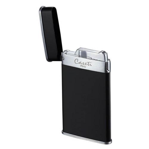 Caseti Slim Full Cap Jet Flame Lighter - Matt Black & Chrome Satin (End of Line)