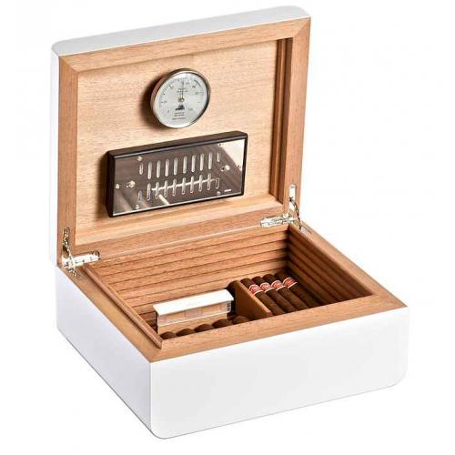 SLIGHT SECONDS - Adorini Carrara Deluxe White Cigar Humidor - Medium - 60 Capacity