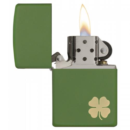 Zippo - Green Matte Clover Shamrock - Windproof Lighter