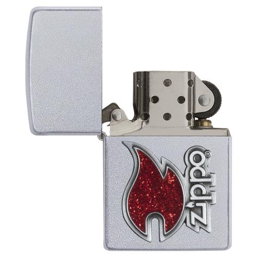 Zippo - Satin Chrome - Red Flame - Windproof Lighter