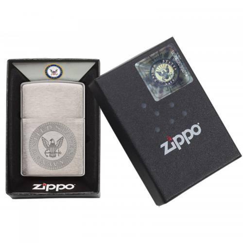 Zippo - U.S. Navy Crest Brushed Chrome - Windproof Lighter