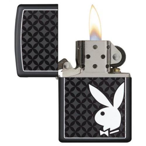 Zippo - Black Matte Playboy Bunny & Border - Windproof Lighter