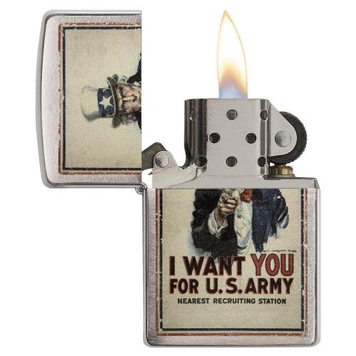 Zippo - Brushed Chrome - US Army I Want You - Windproof Lighter