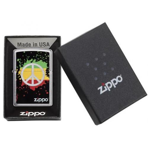 Zippo - Brushed Chrome Peace Splash - Windproof Lighter