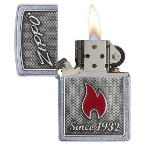 Zippo - Street Chrome Zippo & Flame -  Windproof Lighter