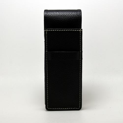 Black Leather Fold Over Cigar Case - Hold 2 Large Cigars
