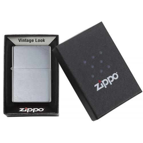 Zippo - Brushed Chrome Vintage with Slashes - Windproof Lighter