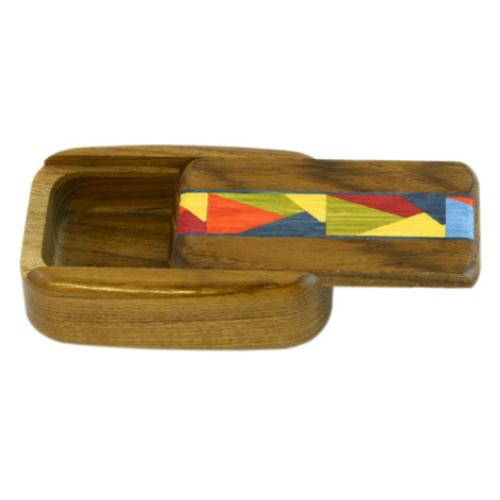 Wilsons of Sharrow Wooden Snuff Box - Colourful Panel