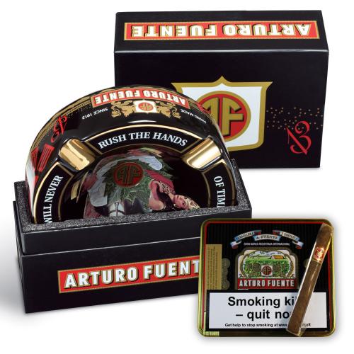 Arturo Fuente 4 Cigar Rest Ashtray and Cubanitos Sampler - Black Ashtray