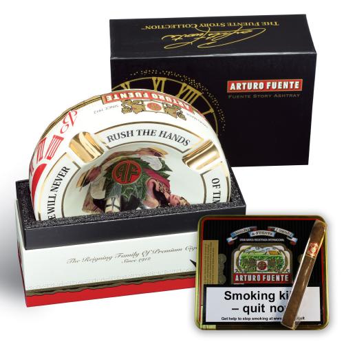 Arturo Fuente 4 Cigar Rest Ashtray and Cubanitos Sampler - White Ashtray