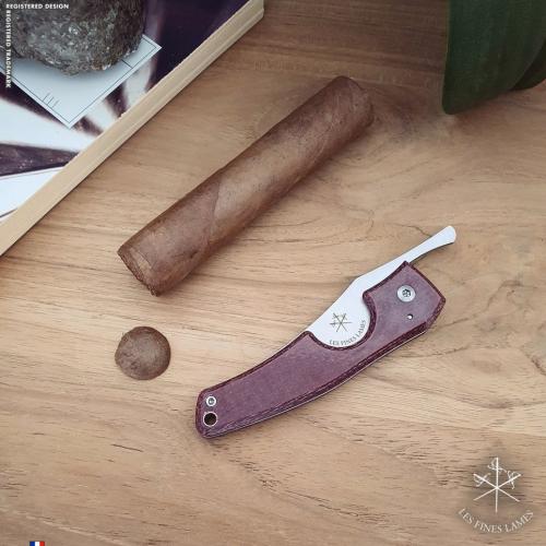 Les Fines Lames Le Petit - The Cigar Pocket Knife - Micarta Plum (End of Line)