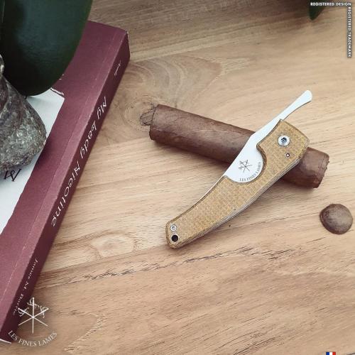 Les Fines Lames Le Petit - The Cigar Pocket Knife - Micarta Caramel (End of Line)