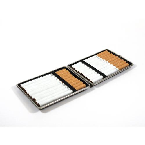 VH Cigarette Case - Fits Up To 18 Superking Cigarettes - Black & Silver