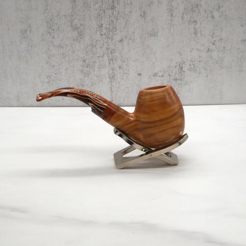 Tommaso Spanu Olivastro Olivewood Bent Fishtail Pipe And Stand (ART564)