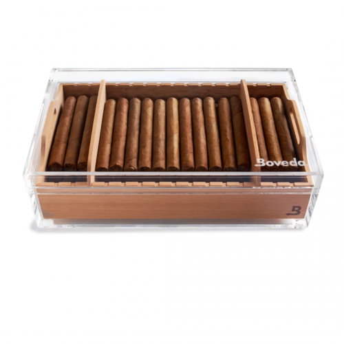 SLIGHT SECONDS - Boveda Large Acrylic & Cedar Humidor - 75 Cigar Capacity