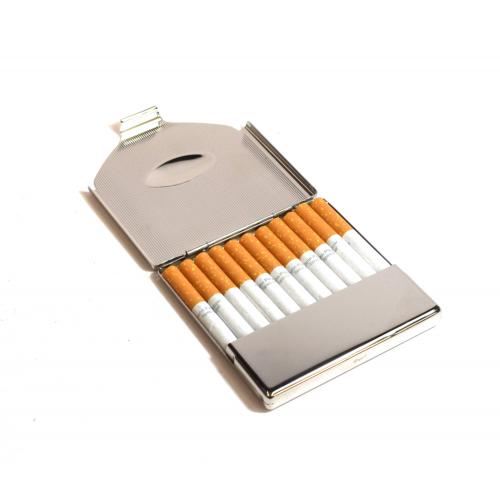 Chrome Cigarette Case - Oval Pattern - Fits Up To 11 Kingsize Cigarettes