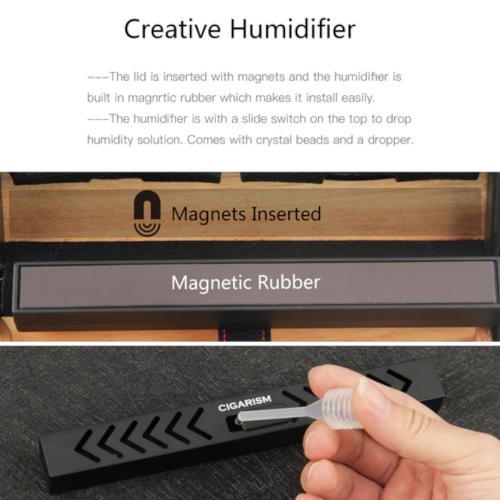 Cigarism Cedar Lined Travel Cigar Humidor with Cutter & Lighter - 4 Cigar Capacity - Black