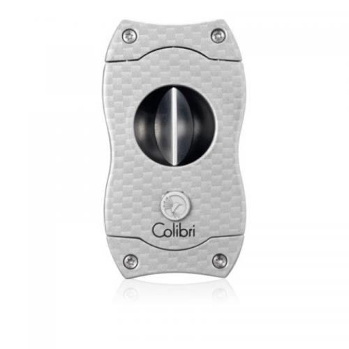 Colibri V Cut Carbon Fibre Cigar Cutter - Silver