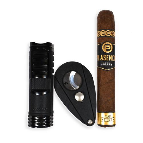 The Dark & Daring Cigar Sampler - Plasencia Alma Fuerte & Xikar Accessories Set