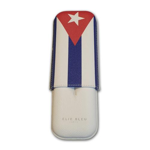 Elie Bleu - Large Cuban Flag Cigar Case - 2 Cigars Â– up to 64 ring gauge