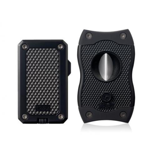 Colibri Rally Single Jet Lighter & SV Cutter Set - Black