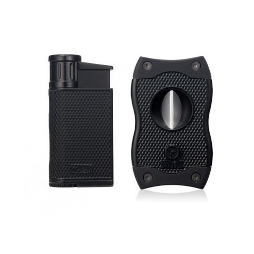 Colibri Evo Single Jet Lighter & SV Cutter Set - Black