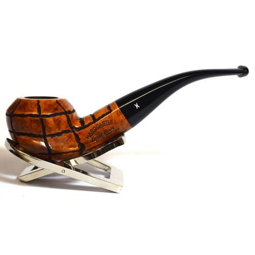 Hardcastle Briar Root 140 Checkerboard Bent 9mm Filter Fishtail Pipe (H0154)