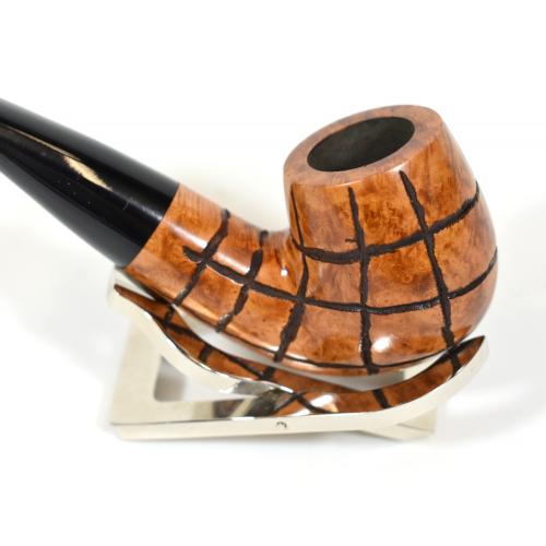 Hardcastle Briar Root 123 Checkerboard 9mm Filter Bent Fishtail Pipe (H0209)