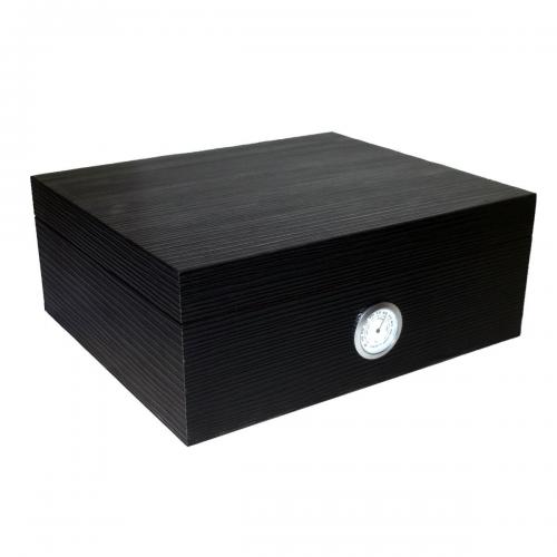 Black with Horizontal Lines Humidor + Accessories - 50 Cigar Capacity