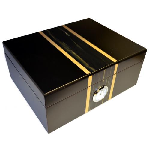 Matte Black with Centre Detailing Humidor - 50 Cigar Capacity