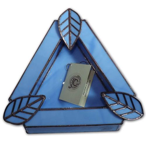 Artisan Glass Cigar Ashtray - Tri Rest  -  Sea Blue