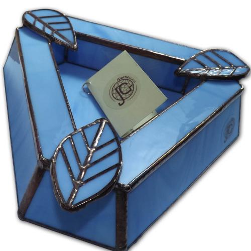 Artisan Glass Cigar Ashtray - Tri Rest  -  Sea Blue