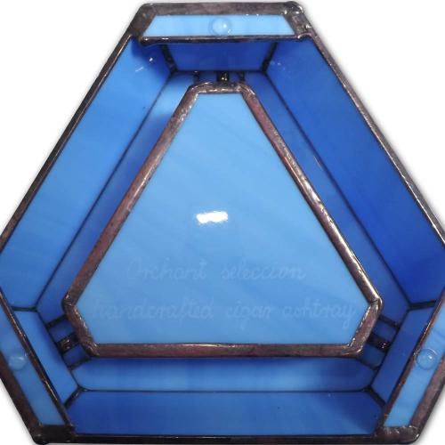 Artisan Glass Cigar Ashtray - Tri Rest  -  Sea Blue