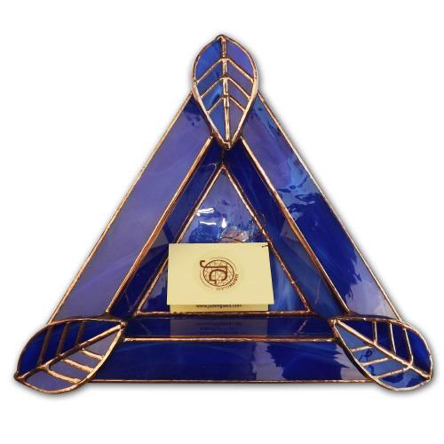 Artisan Glass Cigar Ashtray - Tri Rest  - Royal Blue