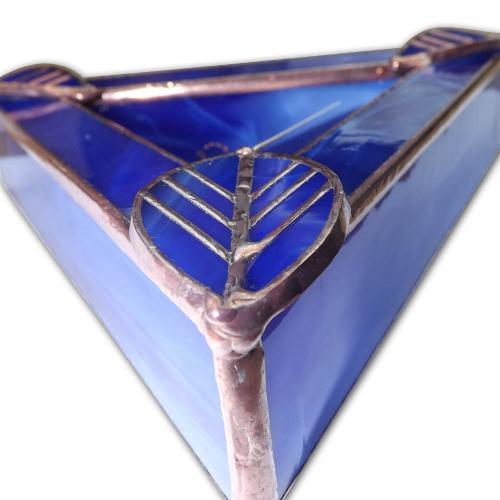 Artisan Glass Cigar Ashtray - Tri Rest  - Royal Blue