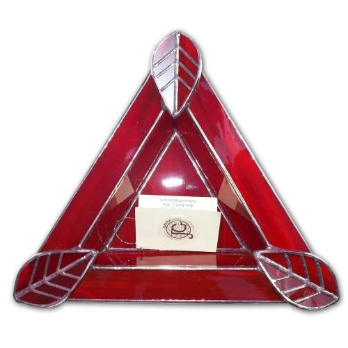 Artisan Glass Cigar Ashtray - Tri Rest  - Ruby Red