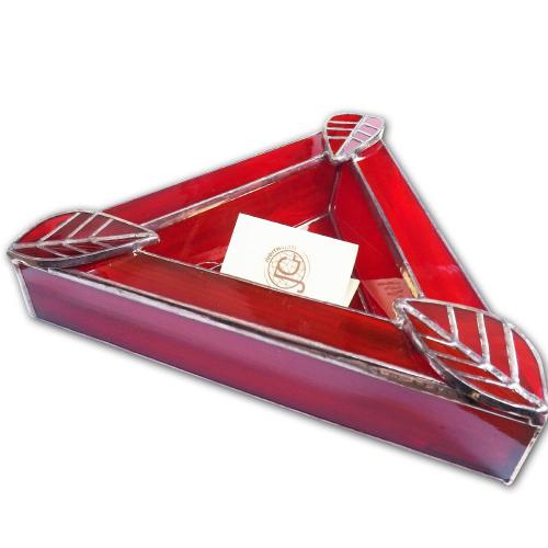 Artisan Glass Cigar Ashtray - Tri Rest  - Ruby Red