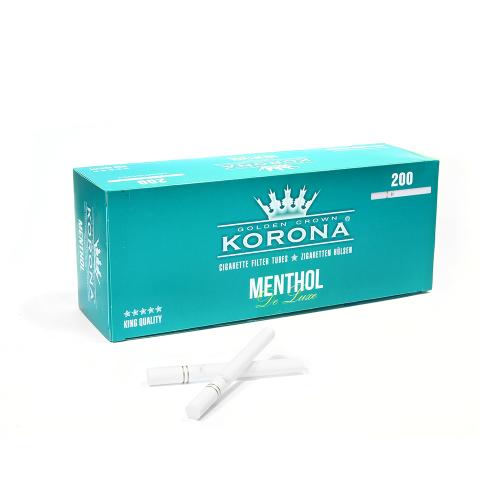 Korona King Size De Luxe Menthol Tubes - 100 packs of 200 tubes (10,000)