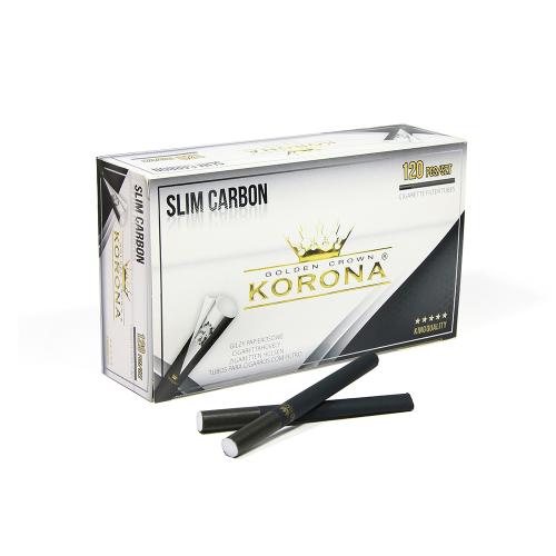 Korona Slim Carbon Black Tubes - Pack of 120 Tubes