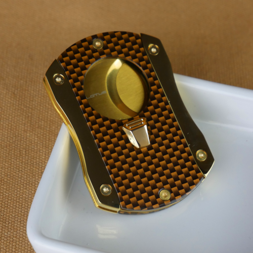 Vertigo by Lotus Deception Carbon Fibre Cigar Cutter - Gold Carbon Fibre & Gold