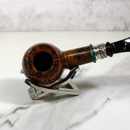 Neerup Boutique Silver And Malachite Series gr 3 Bent 9mm Filter Fishtail Pipe (NEER147)