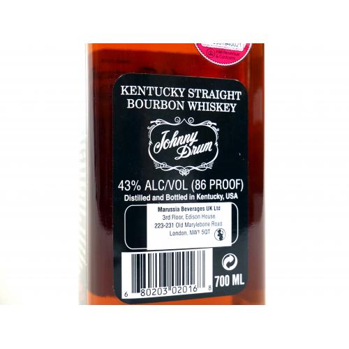 Johnny Drum Black Label Kentucky Straight Bourbon Whiskey - 70cl 43%
