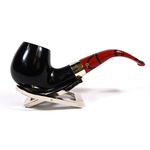 Peterson Dracula Ebony 68 Smooth Nickel Mounted Bent Fishtail Pipe (PE1147)