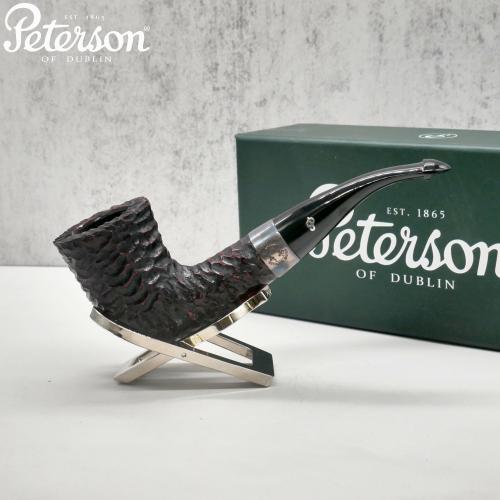 BLACK FRIDAY - Peterson Sherlock Holmes Mycroft Rustic Silver Mounted P Lip Pipe (PE2286)