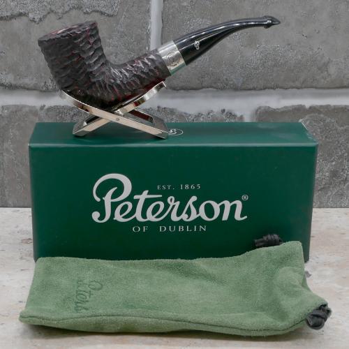Peterson Sherlock Holmes Mycroft Rustic Silver Mounted P Lip Pipe (PE2389)