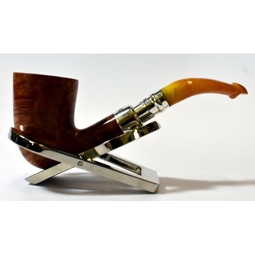 Peterson Amber Spigot Natural D16 Silver Mounted Fishtail Pipe (PE953)