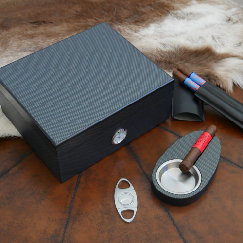 Savinelli Carbon Fibre Humidor & Accessories  - 35 Cigar Capacity