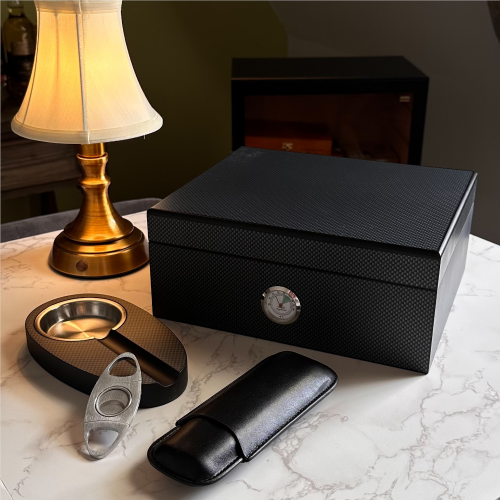 Savinelli Carbon Fibre Humidor & Accessories  - 35 Cigar Capacity